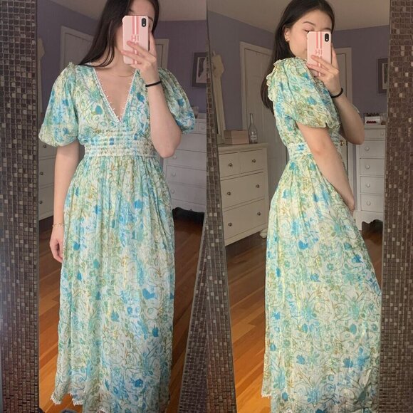 New Rococo Sand Elan midi Dress Teal size S - Picture 3 of 15